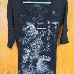 Sinful Black Graphic Cotton Top